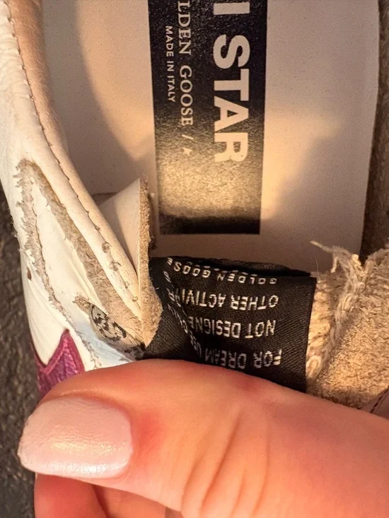 Golden Goose White Sneakers with Pink Star and Leopard Heel - Picture 3 of 8